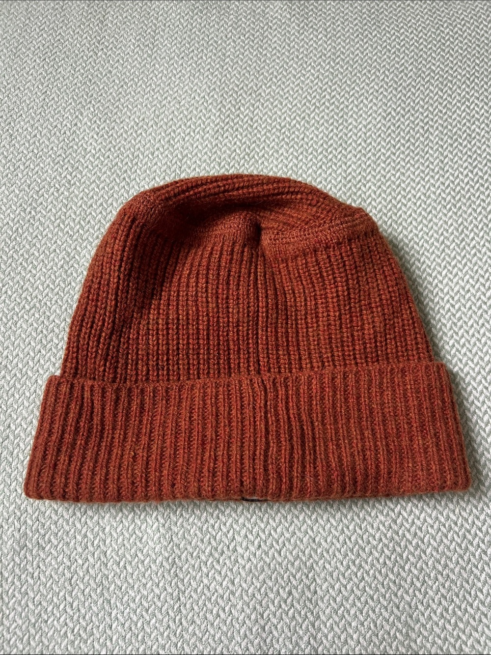 Rust Orange Ribbed Knit Beanie